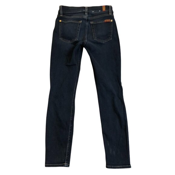 7 For All Mankind Women's Jeans Size 25 Skinny Fit Dark Wash Stretch Cotton Blen - Picture 2 of 13